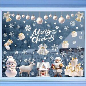 251PCS 3D Christmas Snowflake Window Clings - Holiday Decorations for Glass